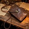 Vintage Art Handmade Embossed Shoulder Bag Bohemian Vintage Crossbody Bag,3D Floral Texture Wallet, Vintage Women's Floral Handbag