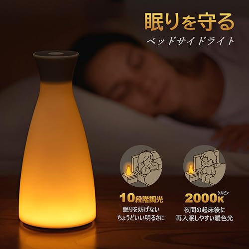Kenbi Seikatsu Table Lamp [Protect Your Sleep and Life] Motion Sensor, Eye-Friendly, Candle-Color Flickering, USB-Powered, Automatically Turns On Duri