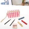Phnom Penh Stripe Cosmetic Bag Pu Leather Anise Storage Bag Lady Clutch Bag