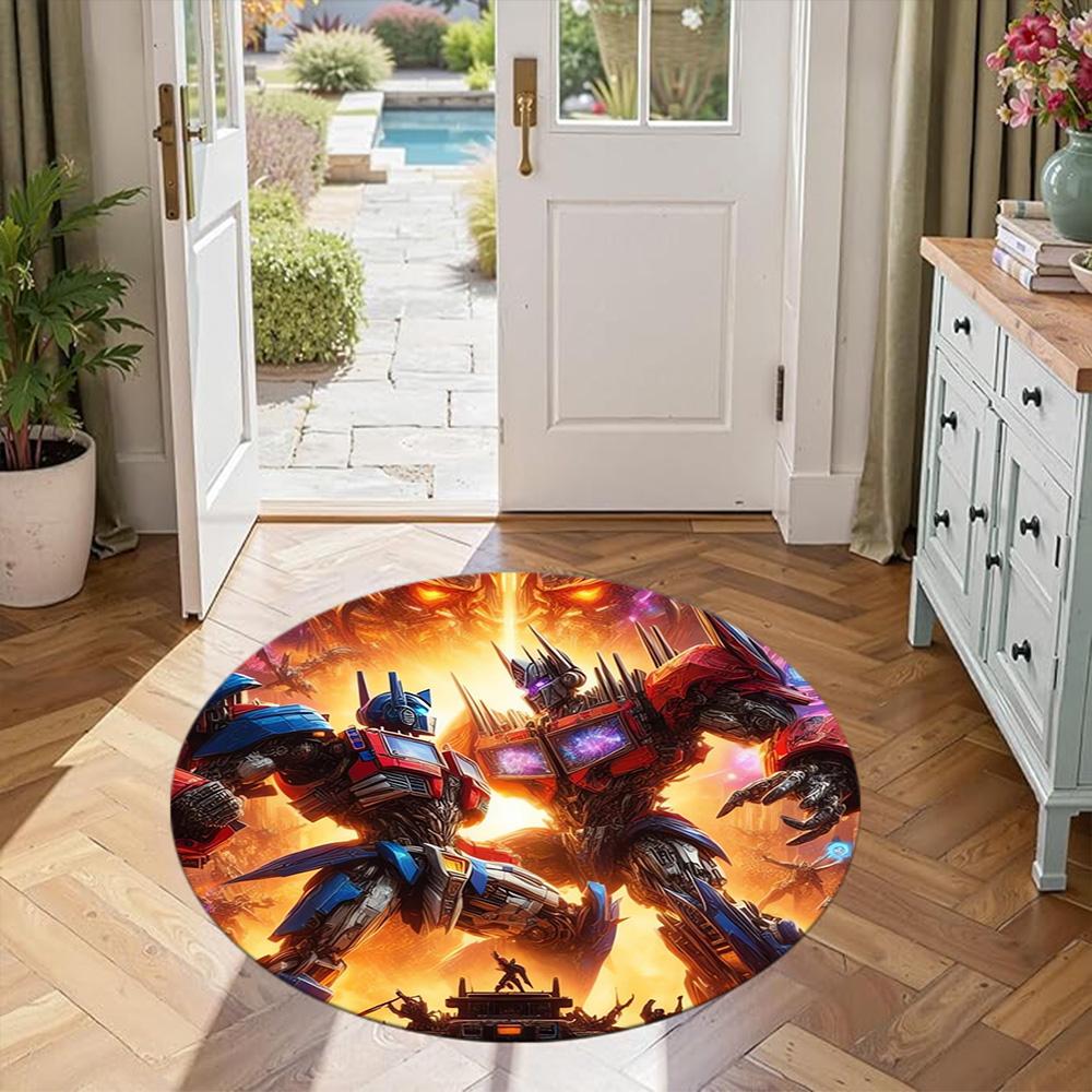 Transformers Round Carpet Suitable for Dining Room Game Room Foyer Kitchen Anti-slip Round Rug Office Home Decor