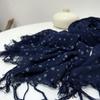 Spring And Summer Navy Blue Flower Printed Cotton Linen Scarf Thin Breathable Fashion Scarves