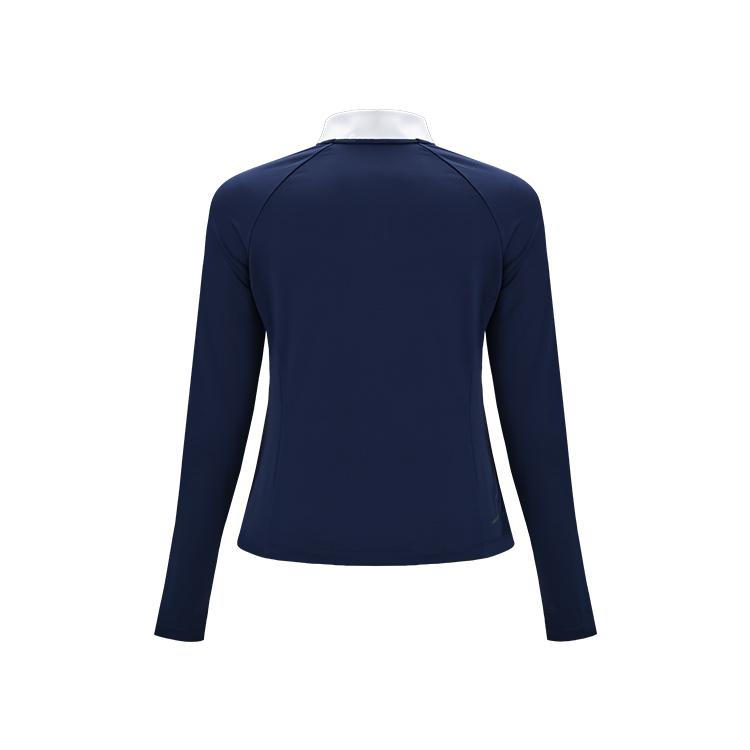 Li-Ning Tennis Series Color Block Fashionable Simple Half-Zip Long Sleeve T-Shirt Women Tops ATLV204-2