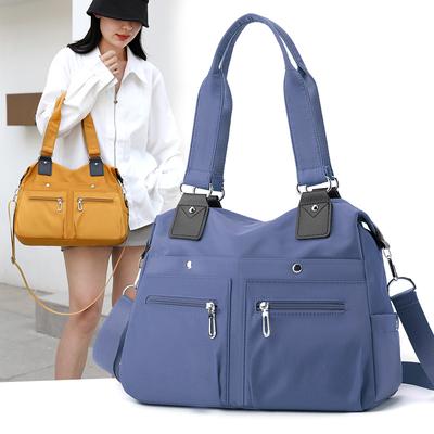Einfarbige Handtasche aus Nylon, Umhängetasche, große Kapazität, Einkaufstasche für Damen