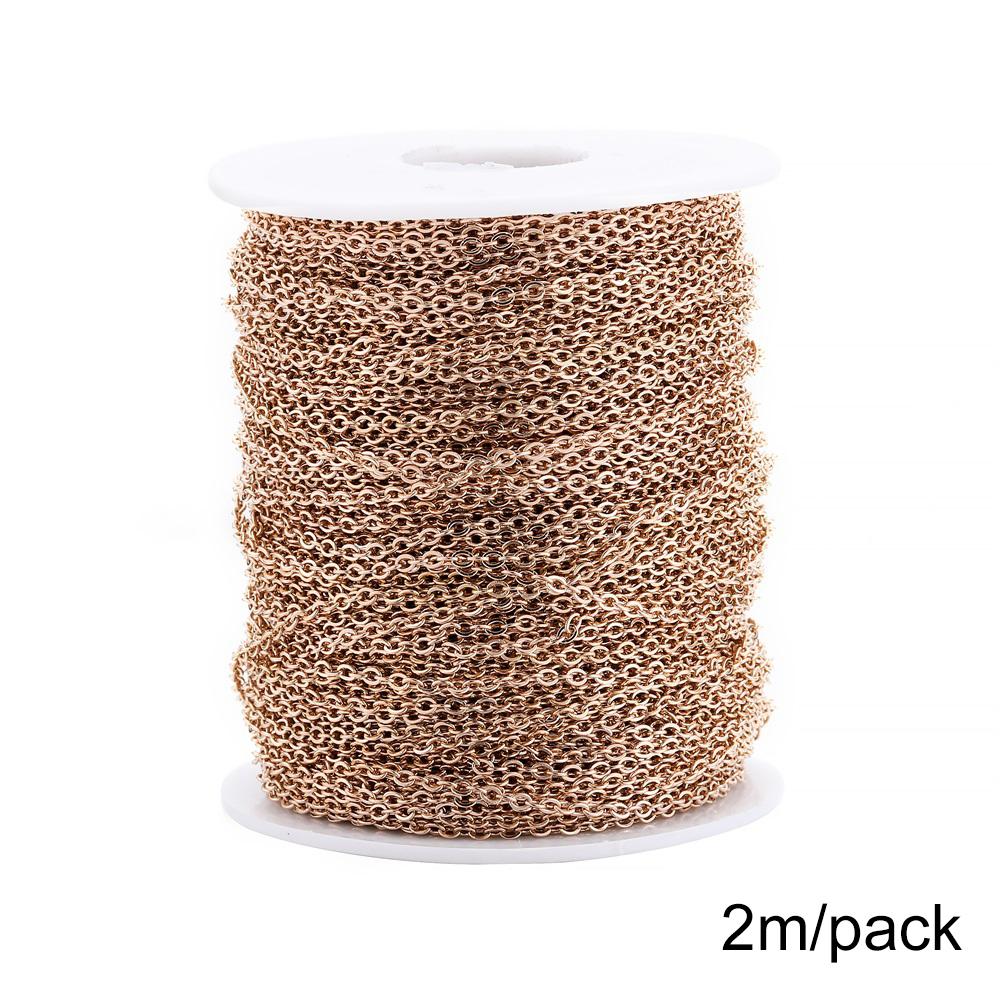 2-5m/Lot 1.2-3.0mm Stainless Steel Necklace Chains Gold Color Bulk Chain for DIY Jewelry Finding Making Accessories Supplies