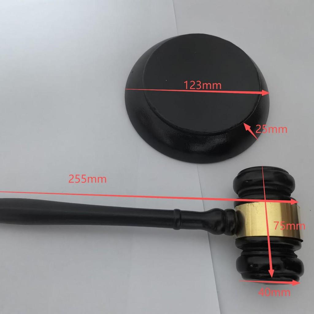 Solid Wood Gavel: Judge Hammer with Copper Plate Style - Ideal for Auctions & as a Children's First Birthday Ornament or Wooden Craft Gift