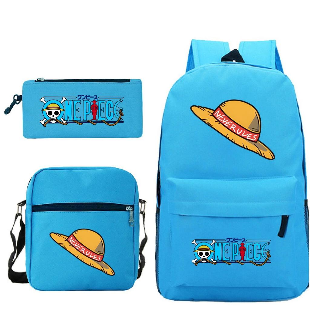 New Animation One Piece Printed Backpack for Primary and Secondary School Students Large Capacity School Bag Combination Three-piece Set