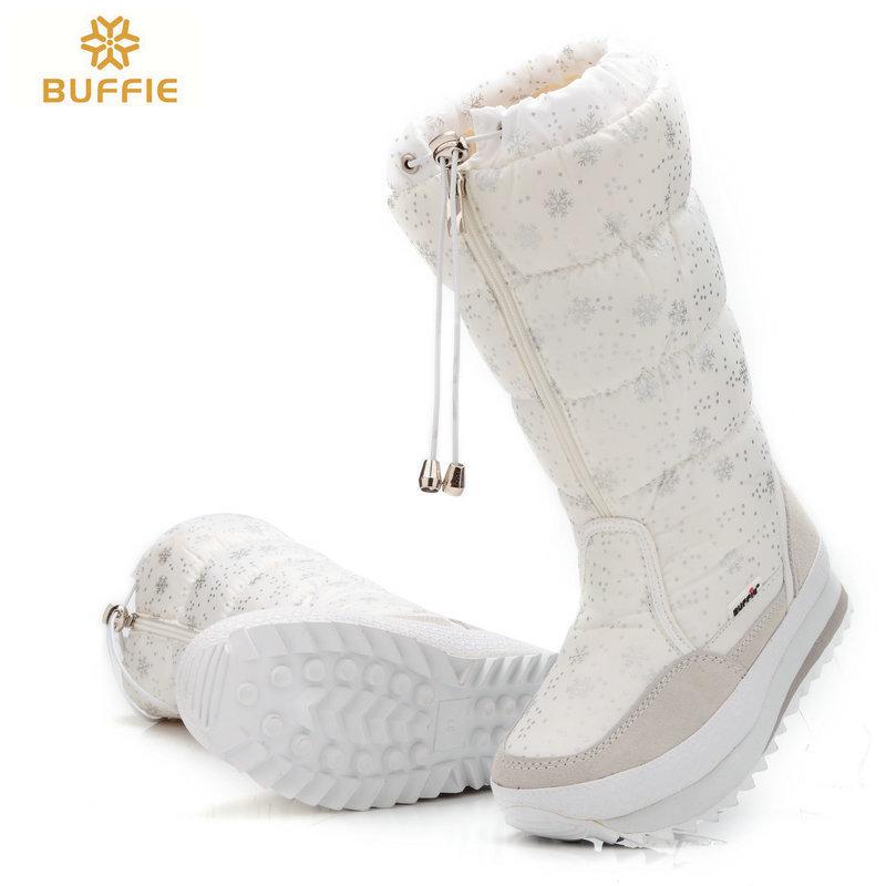

Nine-Color Women s Snowflake High-Top Fur-Lined Flat Boots EU 36