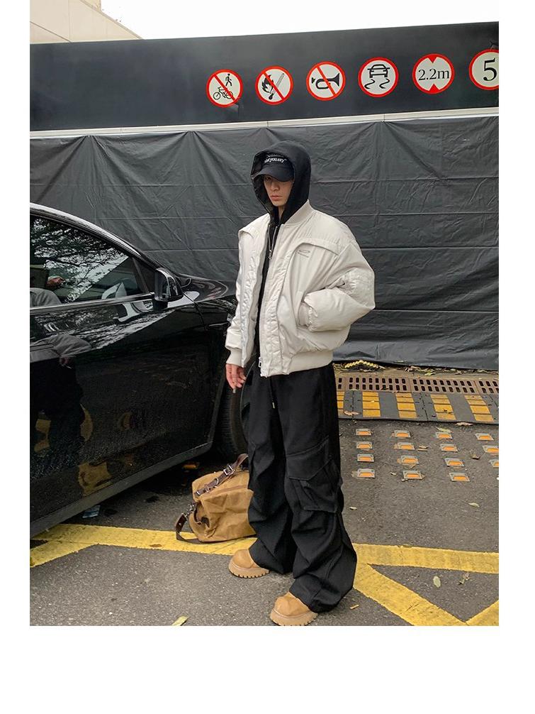 Men's Trendy Deconstructed Curved Design Winter Cotton Motorcycle Jacket