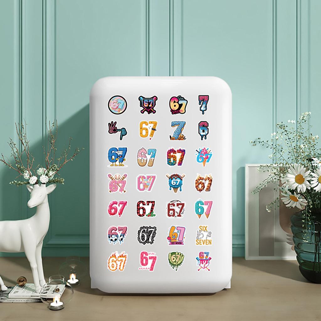 50-piece Cartoon Popular Number 67 Stickers, Creative DIY Decorations For Notebooks, Phones, Water Bottles, And Stickers.