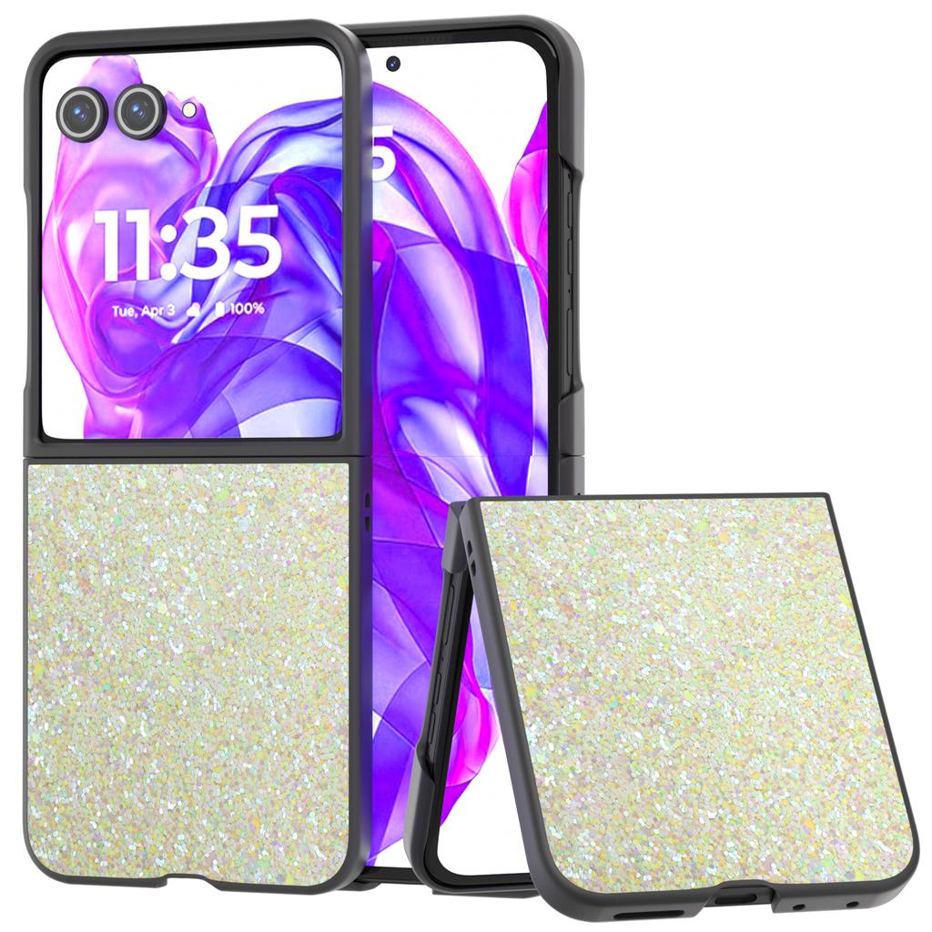 For Motorola Razr 50 Ultra 5G Case Glitter PU Covered PC Phone Shell