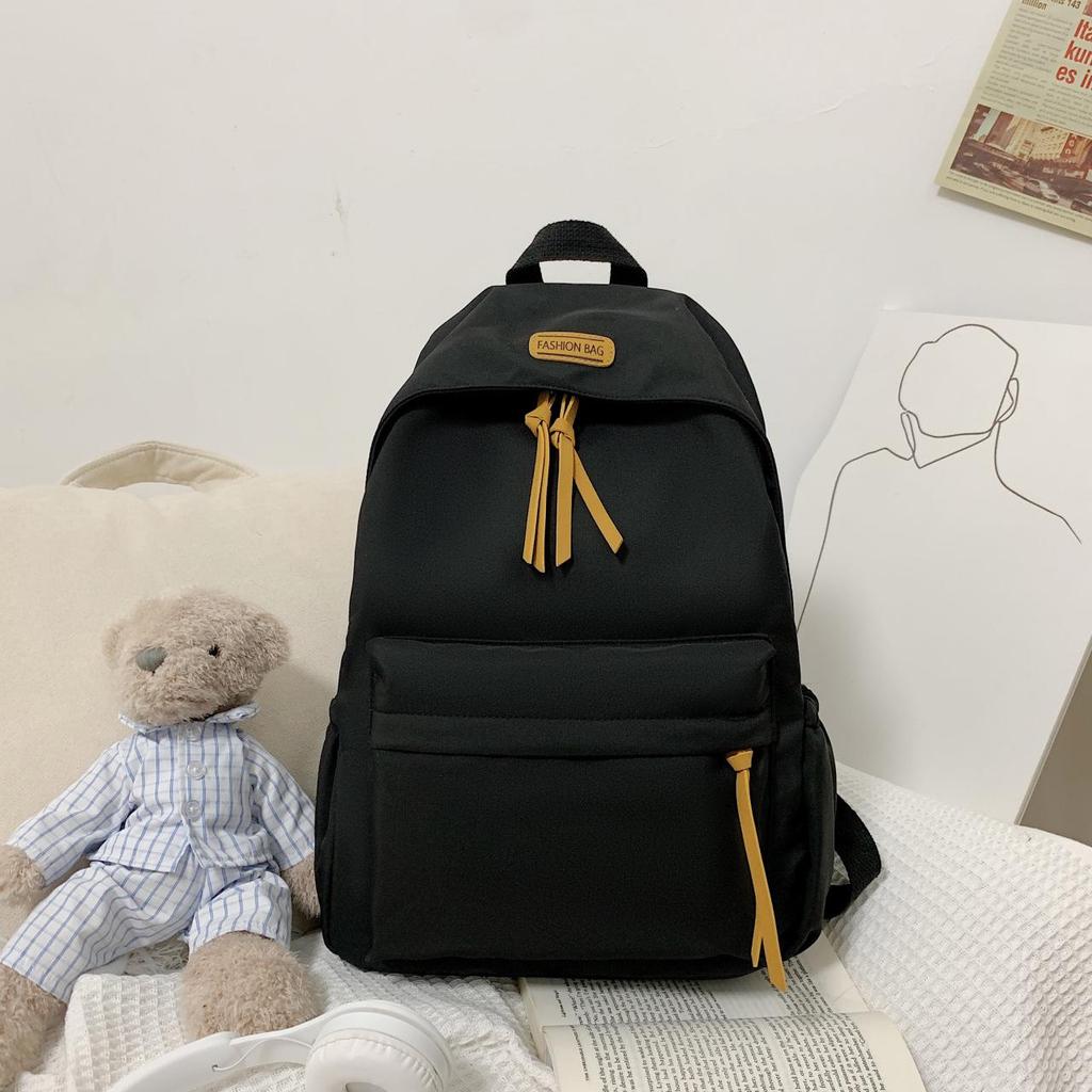 Korean Style Large Capacity Backpack for Students, Simple and Fashionable, Plain Color Schoolbag