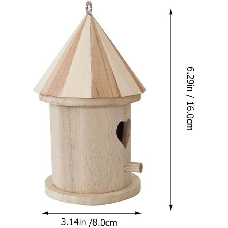 EXCEART Unfinished Wooden Birdhouse 2-Pack, Modern Style, As Shown, Small Bird, Wood Material, DIY