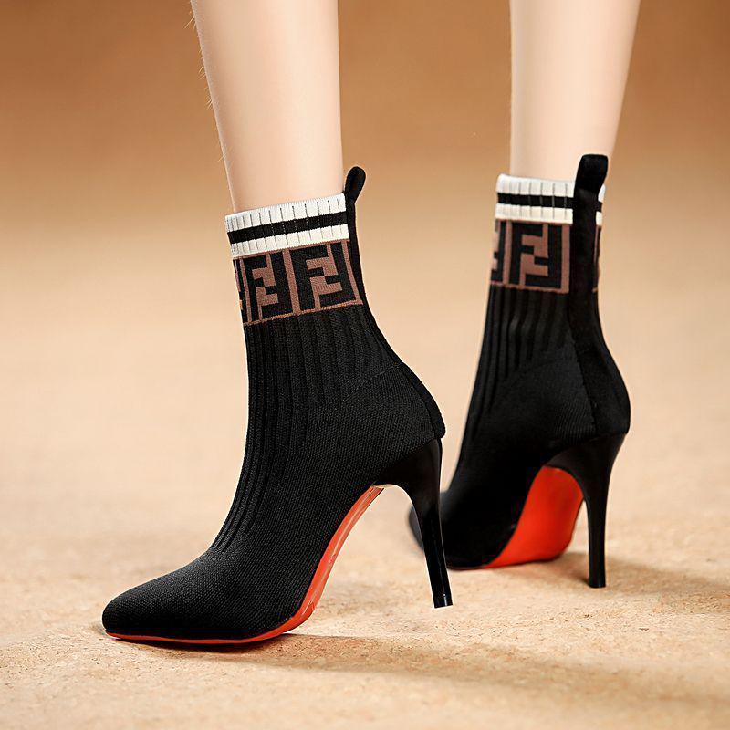 Women's Stiletto Heel Stretch Boots - 2025 Autumn/Winter Collection. Versatile Pointed Toe Sock Boots.