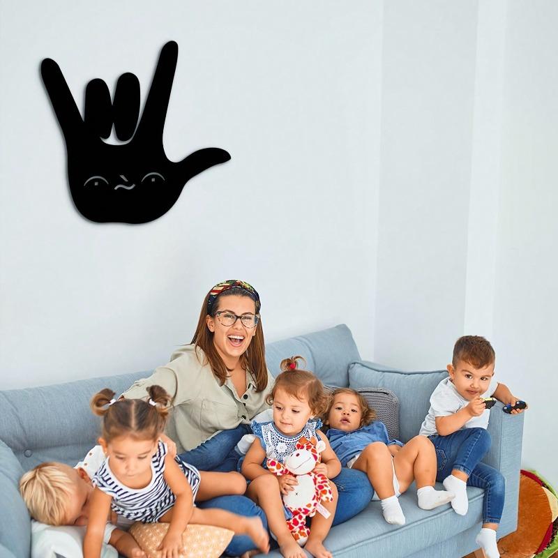 Love You Gesture Metal Wall Art Geometric Decor for Living Room Valentine Gift Housewarming Birthday Christmas Wedding Home Decor