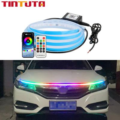 LED Car Hood Symphony Light Strip Daytime Running Light APP Remote Control RGB Led Colorful Auto Decorative Atmosphere Light 12V
