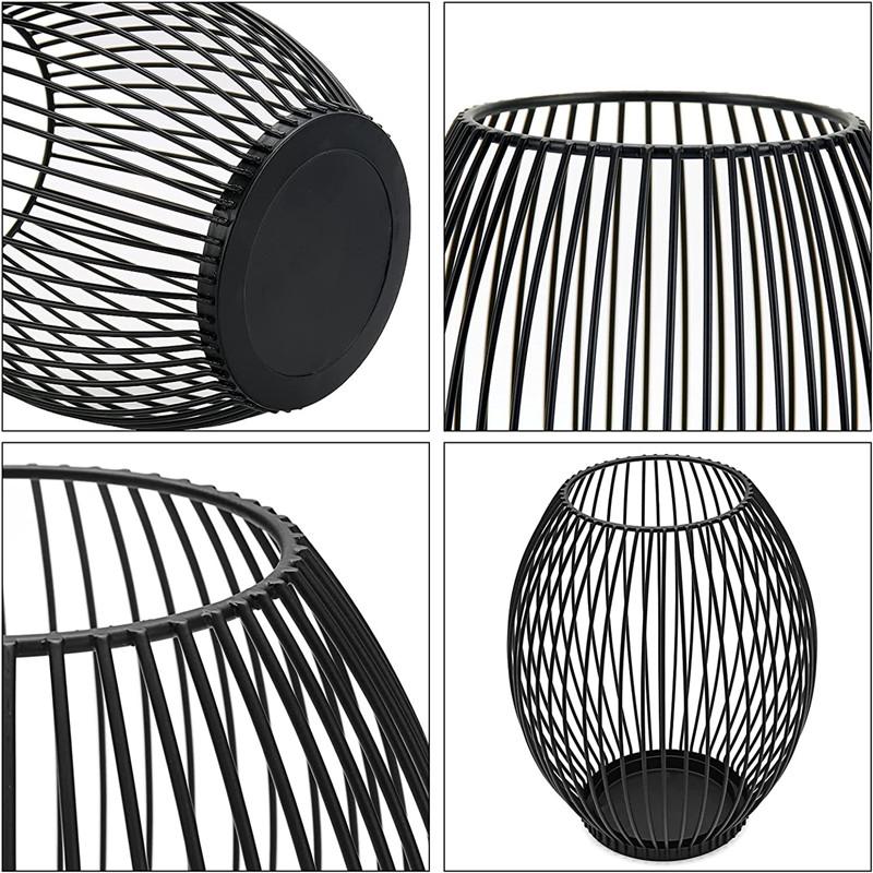 Black Lantern Candle Holder Vintage Iron Candle Ornament Romantic Christmas Candle Holder Shooting Props Home Table Decoration