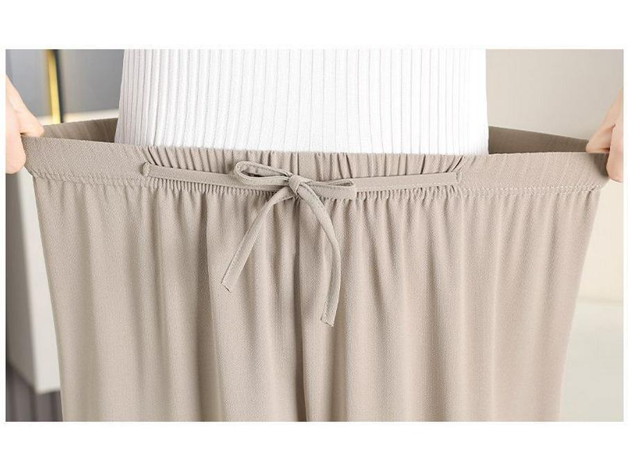 Summer Chiffon Wide-Leg Pants for Middle-Aged Women - Plus Size, Lightweight Nine-Point Style