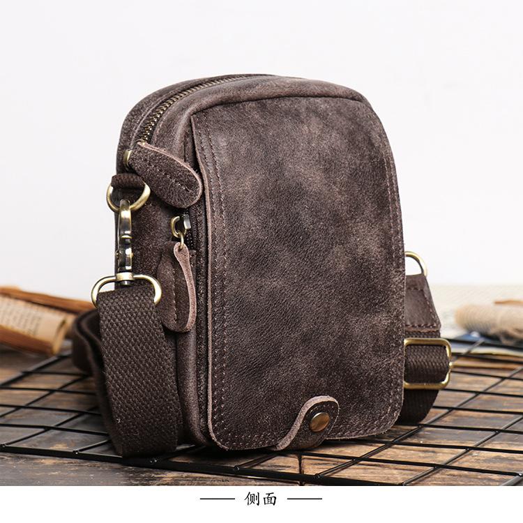 2026 New Men Vintage Genuine Matte Cowhide Shoulder Waist Bag With Belt Loop, Multifunctional Cell Phone Crossbody Bag