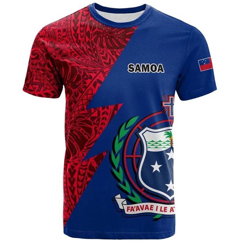 3D Printed Samoan Flag T-Shirt For Men New In Summer Short Sleeves Polynesian Tshirts Clothes Men's Oversized Tee Shirts