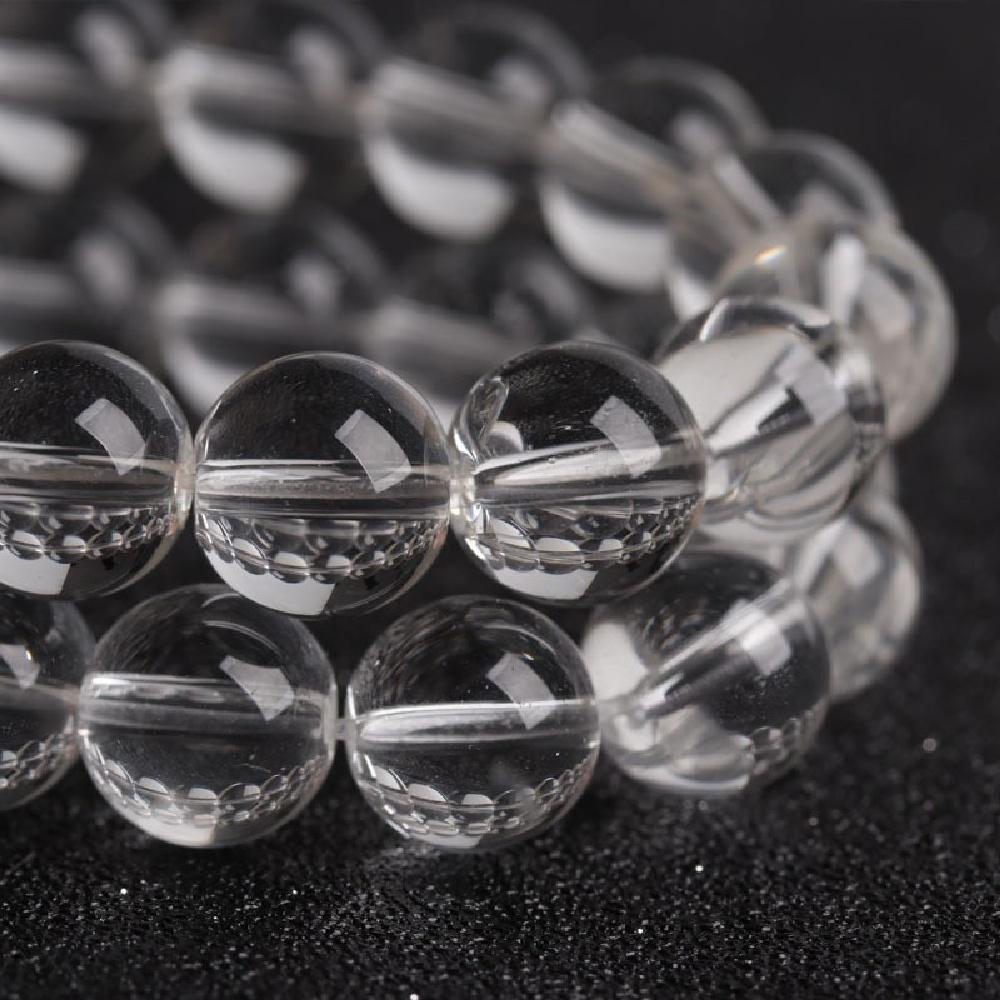 Clear Rock Crystal Quartz Onyx Stone Round Beads 15"Strand Smooth Loose Spacer Beads 4/6/8/10/12mm for Jewelry Making DIY Bracelets Accessories