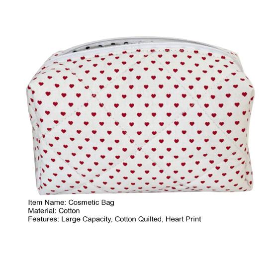 Kosmetická taštička Velkokapacitní Zapínání na zip Potisk srdce Bavlněná Prošívaná Přenosná Lehká rtěnka Obočí Tužka štětec na make-up Cestovní pouzdro na make-up