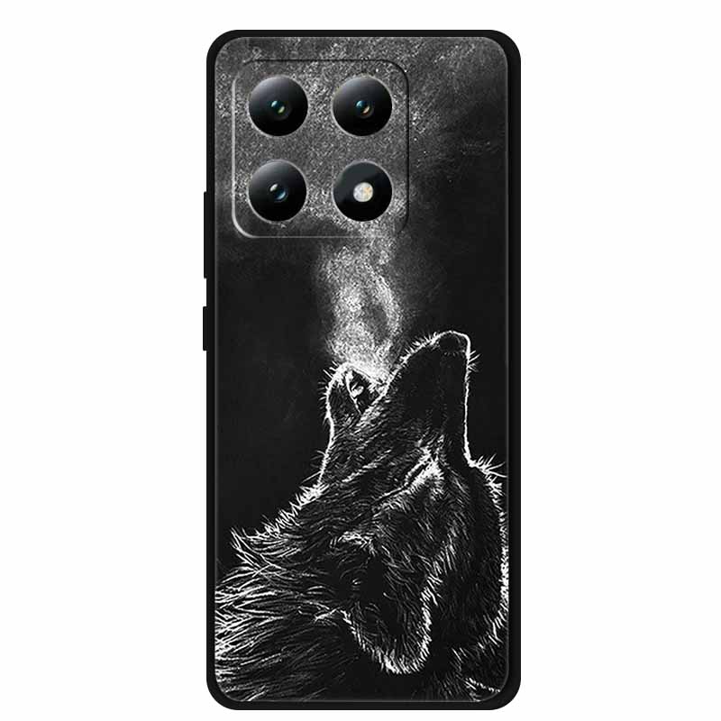 For Xiaomi 15T 5G Case Soft Silicone Black Phone Cover for Xiaomi 15T Pro 5G Cartoon Wolf Lion Bumper Dustproof Coque for Mi 15T