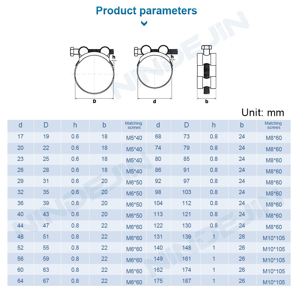 1piece Strong T-Bolt Hose Clamps Yellow Zinc Steel Heavy Duty 17-252mm Adjustable Bolt Band Pipe Clamp for Automotive Plumbing
