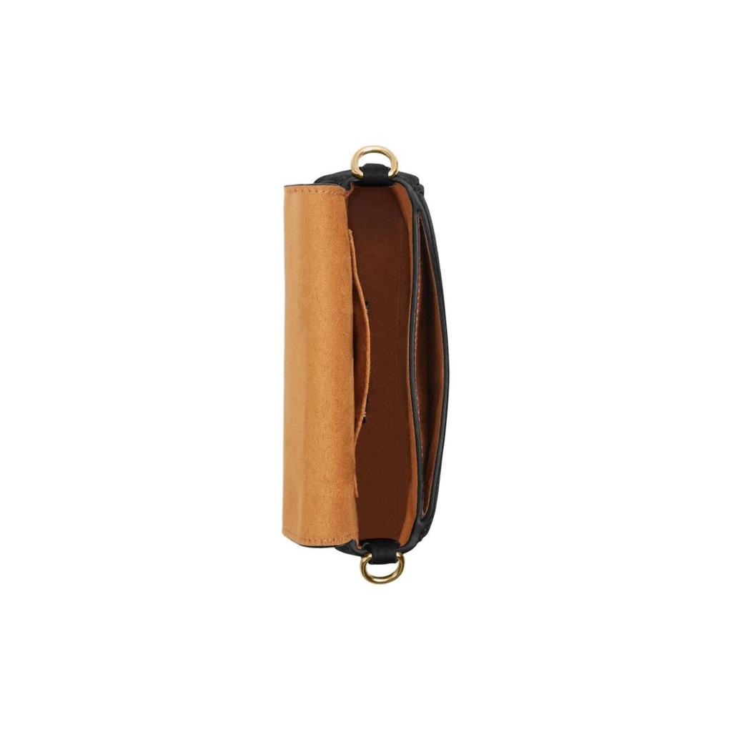 Coach Amelia 16 Borsa a Tracolla in Pelle con Patta e Tracolla Staccabile Monocolore Piccola da Donna Nera CP001-IMBLK