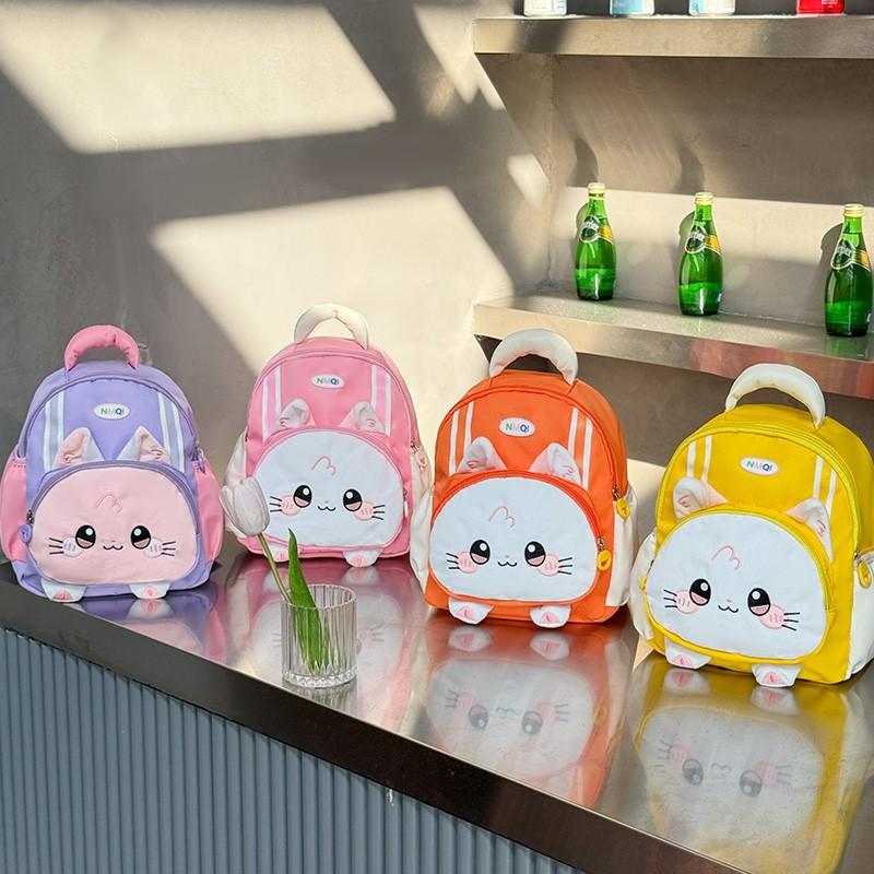 Sac à dos mignon pour enfants chat en tissu Oxford léger et durable pour garçons et filles sac d'école maternelle