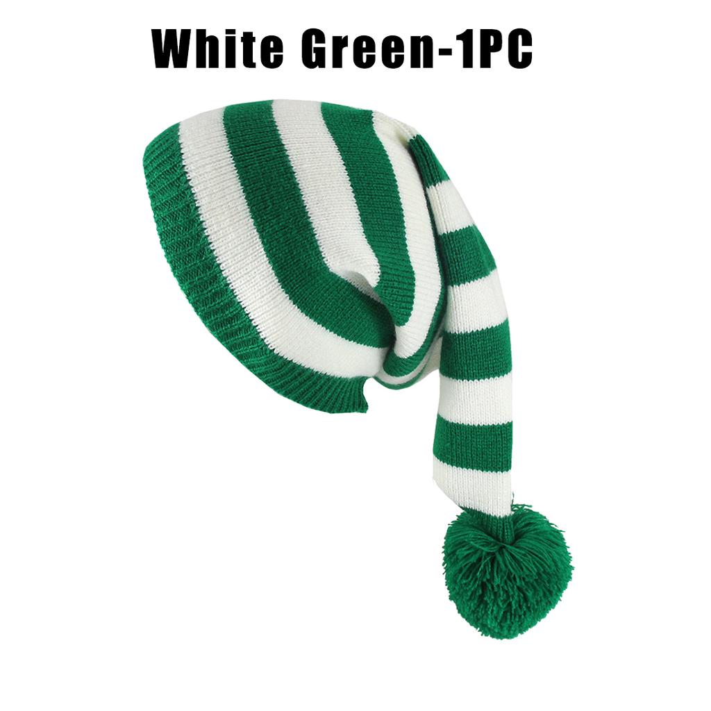 Christmas Unisex Knit Stocking Cap Euro Style Long Tail Pom Pom Elf Hat Festive Winter Accessory Gift