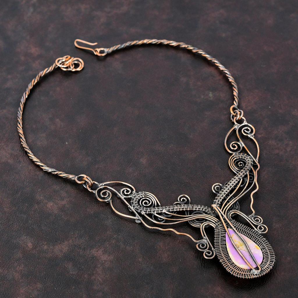 Phosphosiderite Necklace Copper Wire Wrapped Gemstone Necklace Adjustable Necklace Phosphosiderite Copper Jewelry Handmade Necklace For Gift