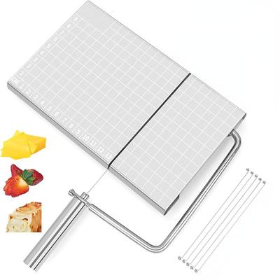 Cheese Slicer Butter Cutter Stainless Steel with Accurate Size Scale Stainless Steel with 6 Replacement Wires