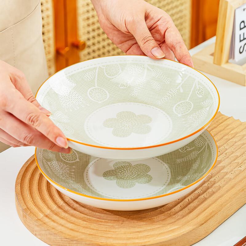 Haoya Nordic Ceramic Deep Dinner Plates, 8-inch (4-pack)