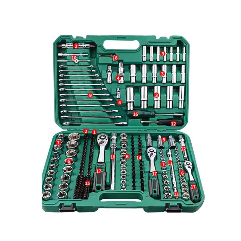 Deli 216-Piece 72-Tooth Bent Handle Socket Wrench Set