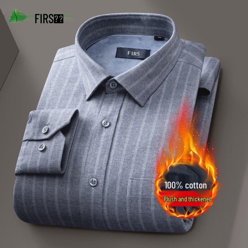 FIRS Men s Fleece-Lined Cotton Plaid Shirt 175/92A