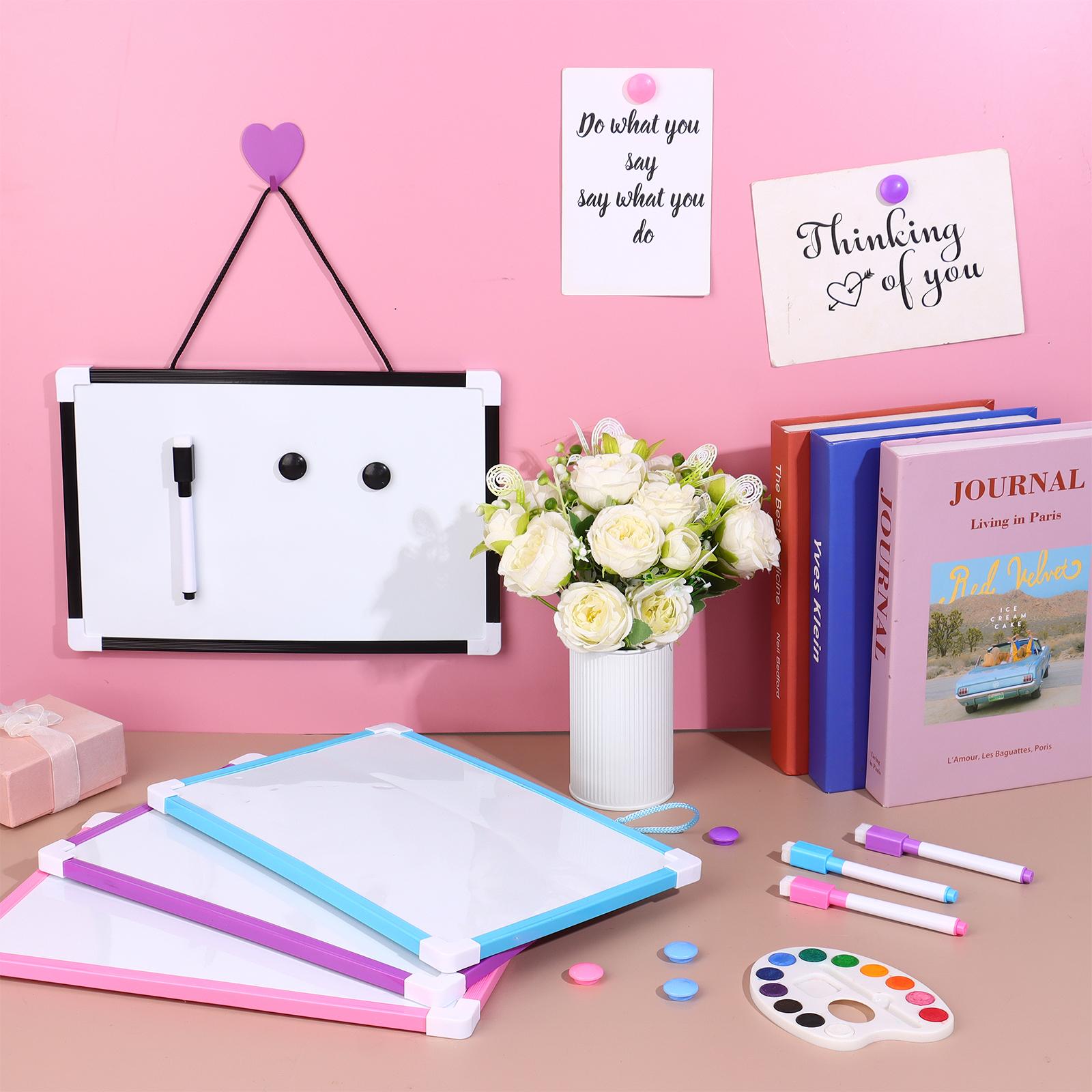 

4 Pcs Dry Erase Whiteboard 8 X 12 Magnetic White Board A4 Magnetic Double-Sided Dry Erase White Board Easel With Lanyard Includ 1