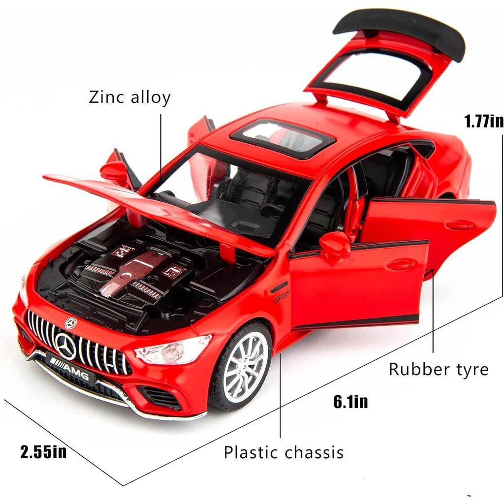 1/32 Benz AMG GT63 Model Car Alloy Diecast Pull Back Toy Car with Sound and Light Door Can Be Opened Toy Vehicle for Kids Gift