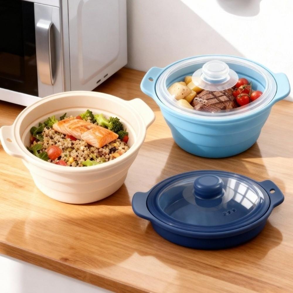 Food Grade Silicone Collapsible Steaming Pot Foldable Microwave Steamer Bowl Picnic