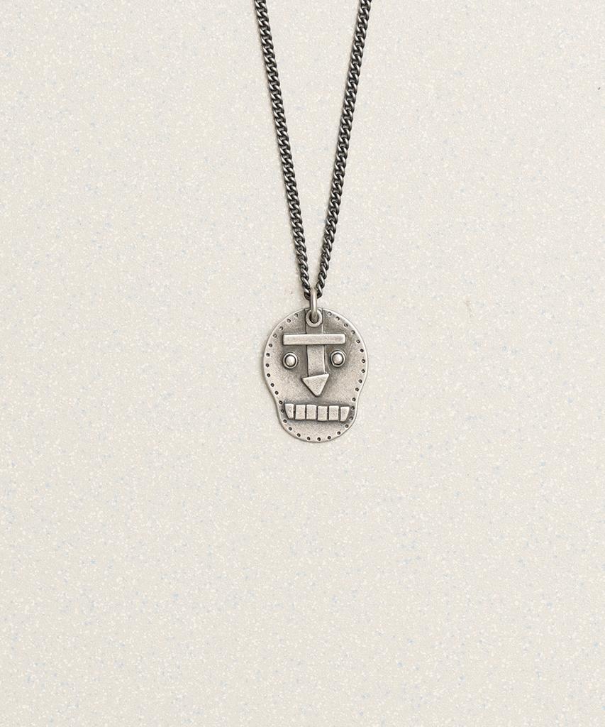 Towtow Archive Flat Skull Necklace Silver Burnished