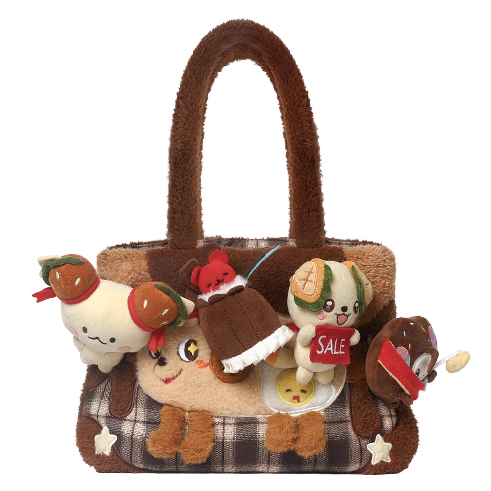 Cute Cartoon Hamburger Single-Shoulder Bag — Versatile Plush Handbag For Women And Girls One Size