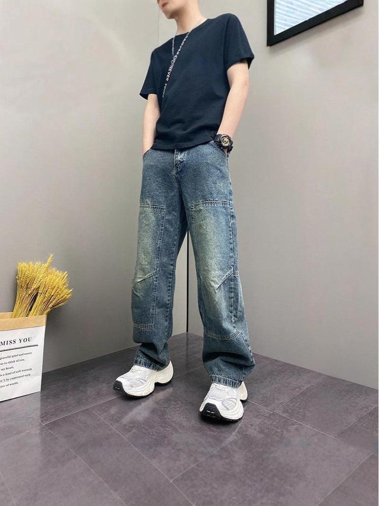 2025 Jugend Herren Harem Locker Geschnitten Gewaschene Blaue Jeans für Frühling & Herbst