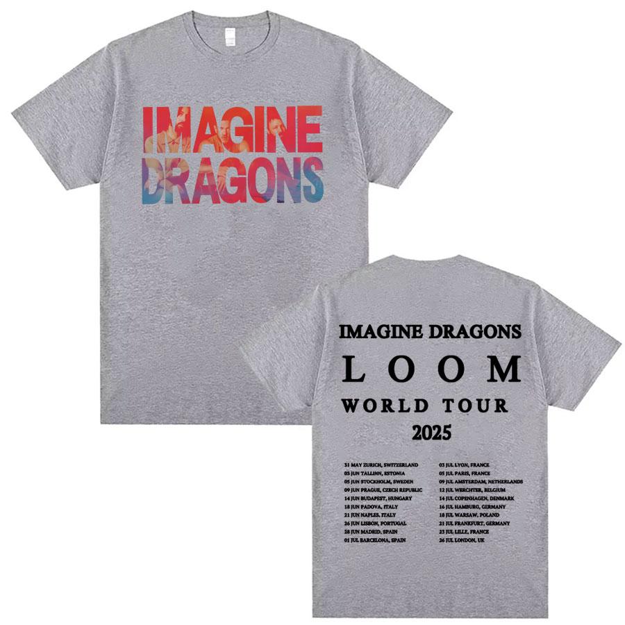 

Imagine Dragons Band World Loom Tour Double Sided Print T Shirts Unisex Casual 100 Cotton Oversized Tshirts Streetwear S
