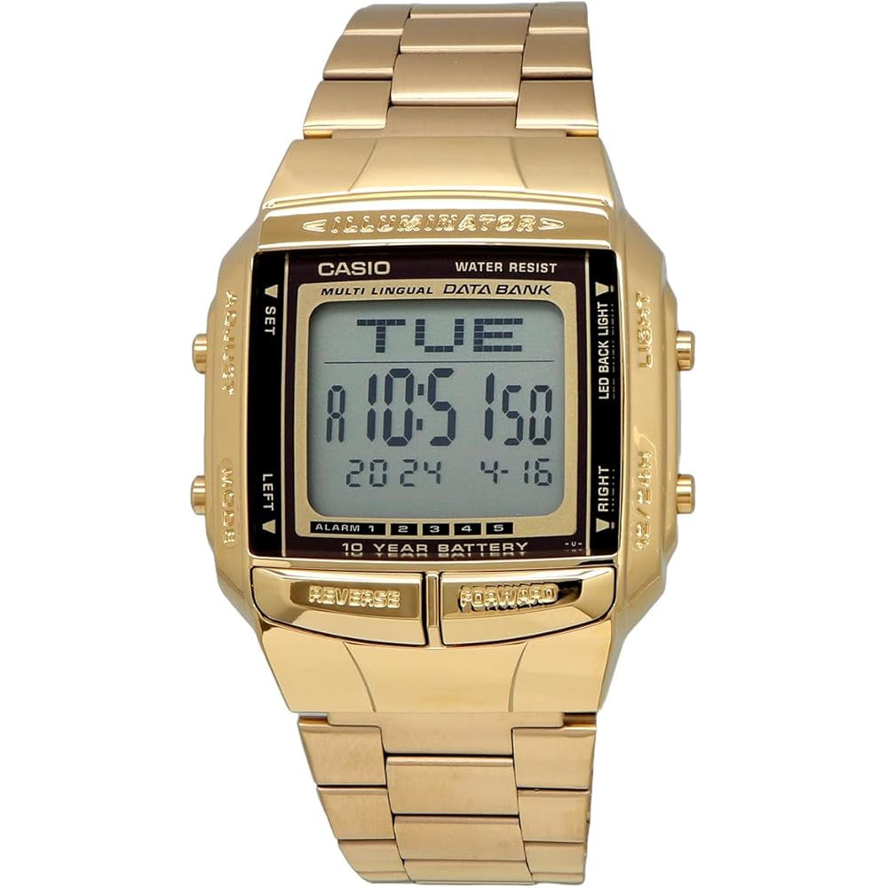 Casio Data Bank Telememo 30 Digital Watch DB-360G-9A Men's Gold Analog Display