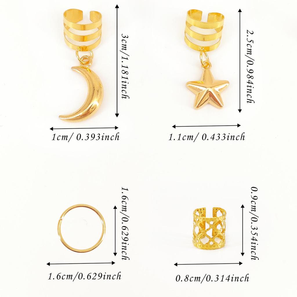 44-Piece Bohemian Style Metal Hair Rings for Braiding and Cornrows