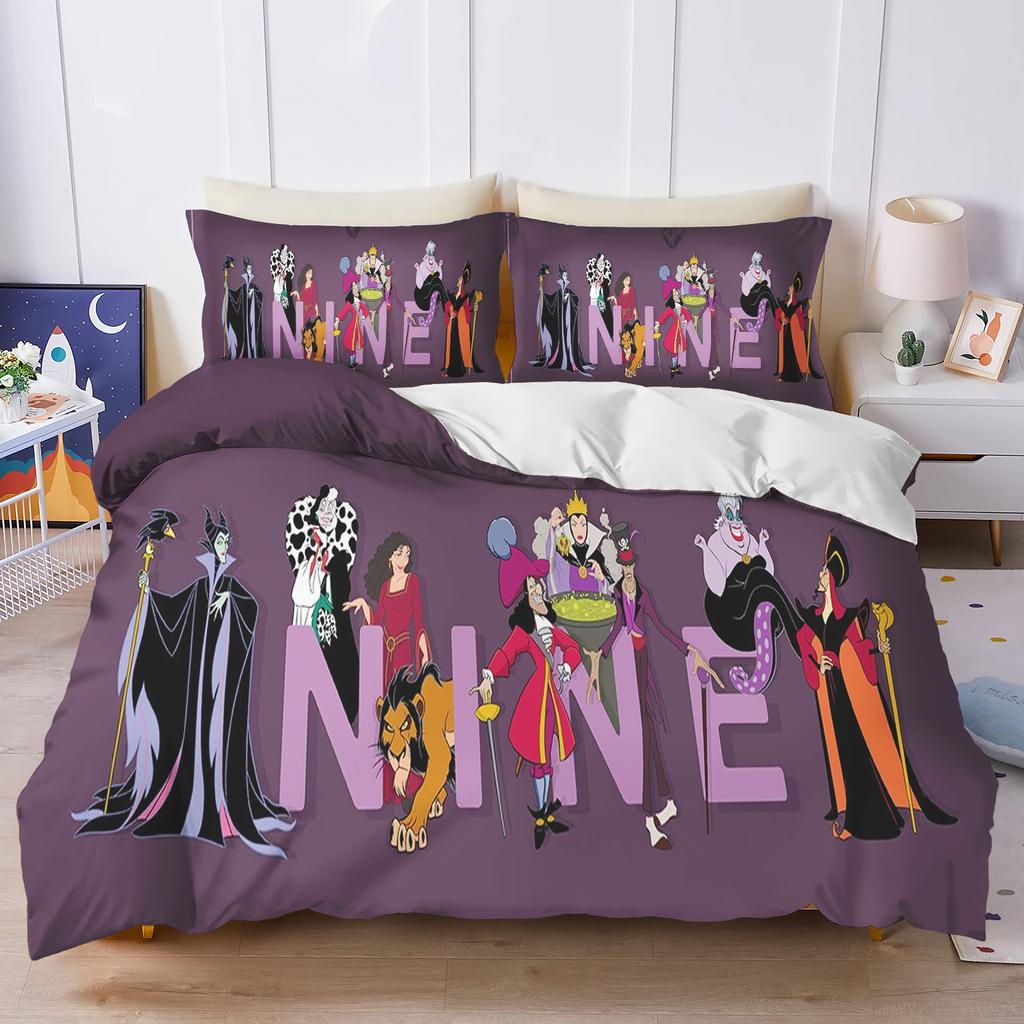 Disney Villains Maleficent Ursula Evil Queen Bedding Set Duvet Cover Comforter Sets Double Comforte 100% Polyester 3-Piece Set