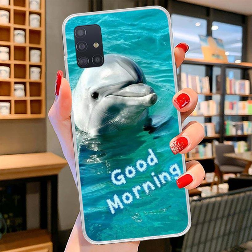 Ocean Animal Cute Dolphin Cover Phone Case For Samsung Galaxy A12 A22 A32 A52 A72 A02S Phone Case Note 20 Ultra 10 S10 Plus A51