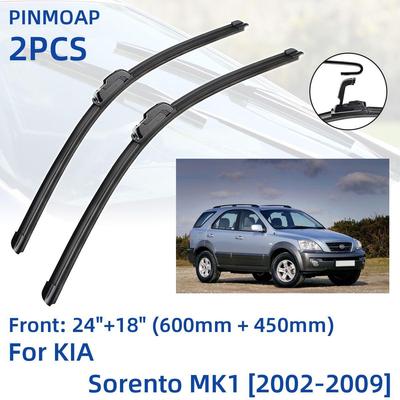 2PCS Front Windshield Windscreen Wiper Blades For KIA Sorento MK1 2002-2009 24"+18"  Window Brushes Cutter Accessories 2002 2003 2004 2005 2006 2007 2