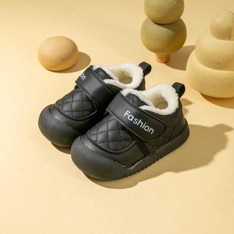 

Baby Winter Shoes With Soft Sole And Plush Lining For Toddler Boys Girls Nonslip Baby Sneakers For Cold Weather 11.5cm чёрный