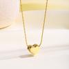 Women's 18K Gold Plated Stainless Steel Sporty Bamboo Chain Heart Zircon Pendant Necklace for Anniversaries