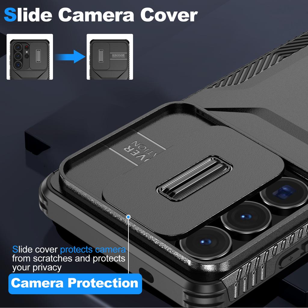 Hybrid Armor Shockproof Case For Samsung Galaxy S26 Ultra S25 FE Edge S24 Plus S23 Sliding Push Window TPU Frame Plastic Cover